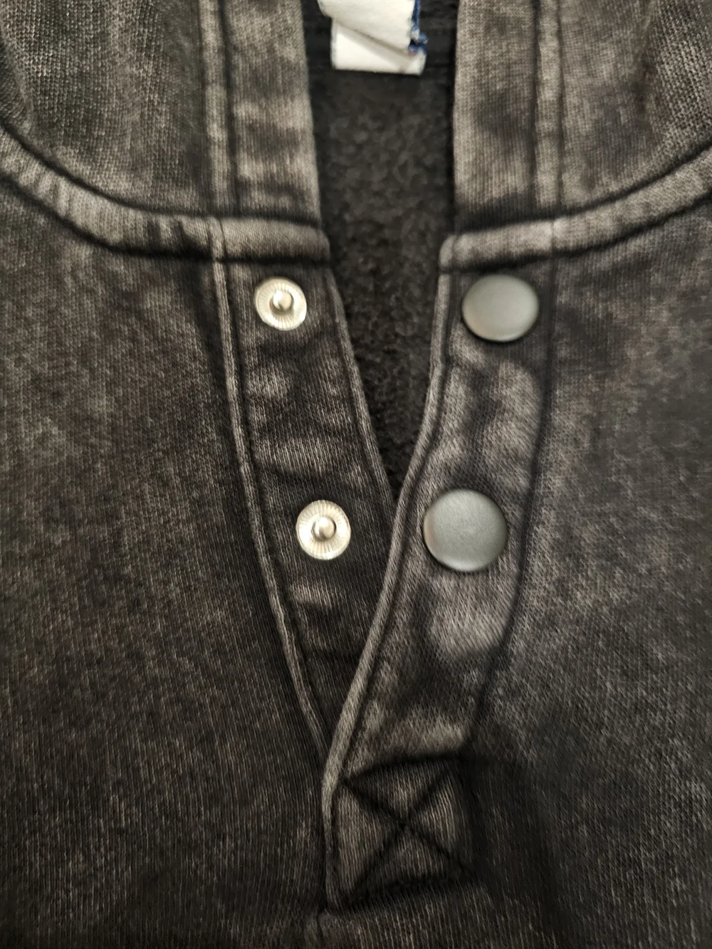 Old Navy Black Wash Snap-Placket Pullover Hoodie